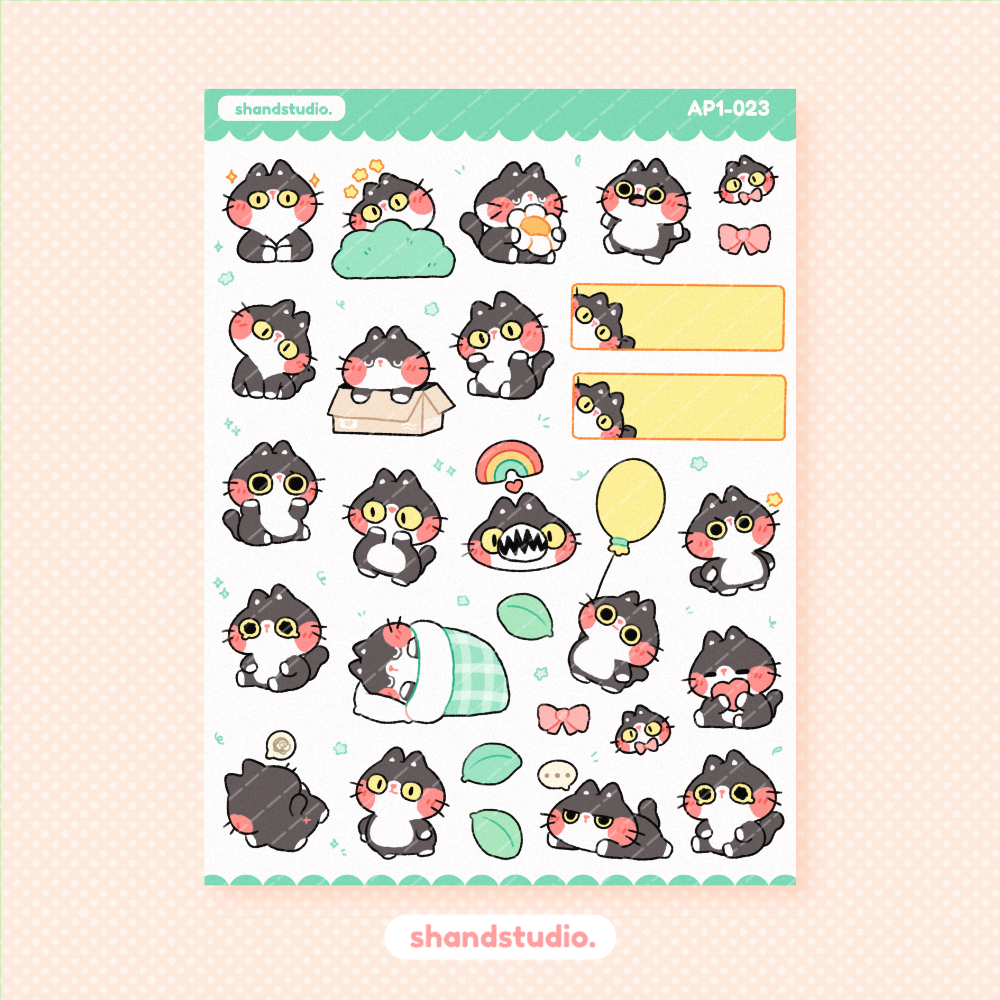 Anxious Black Cat Planner Sticker Sheet