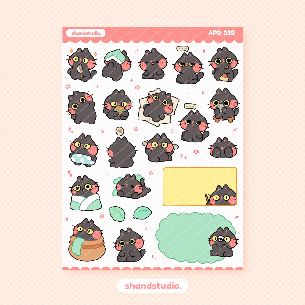 Anxious Black Cat Planner Sticker Sheet