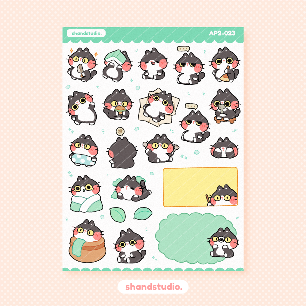 Anxious Black Cat Planner Sticker Sheet