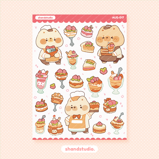 Bear Pastries and Desserts Sticker Sheet