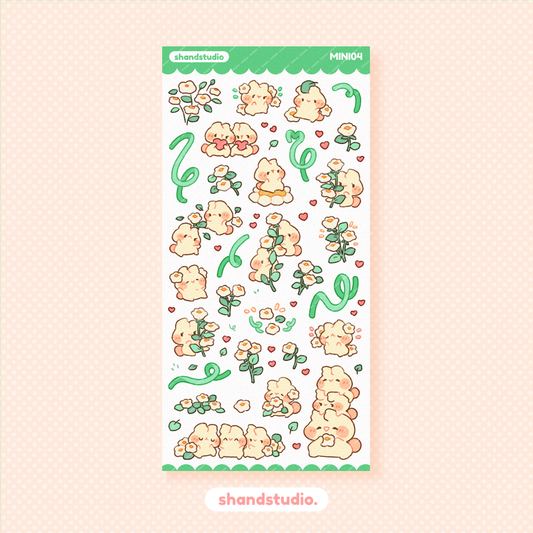 Flowers and Bunnies Mini Sticker Sheet