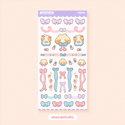 Cute Ribbons and Bears Mini Sticker Sheet