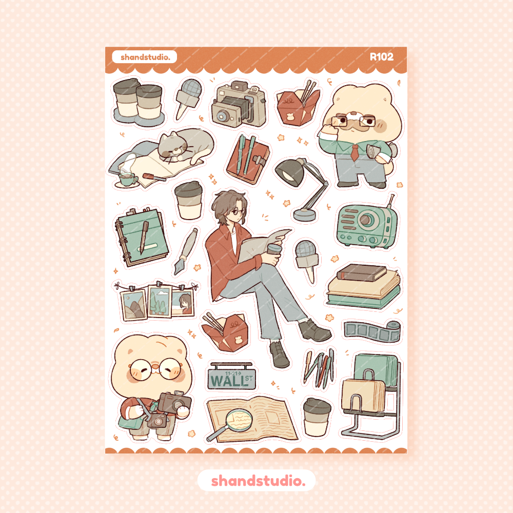 Cute Bear News Break Theme Sticker Sheet