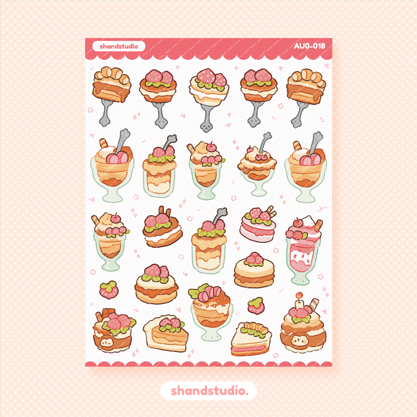 Bear Pastries and Desserts Sticker Sheet