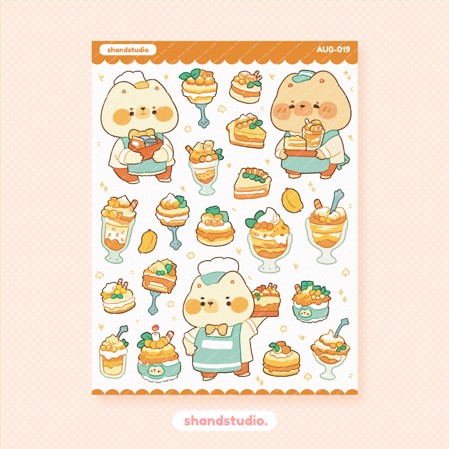 Bear Pastries and Desserts Sticker Sheet