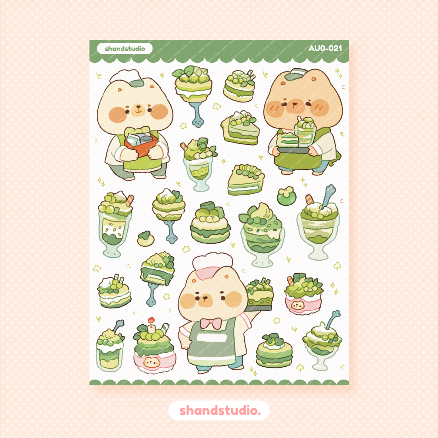 Bear Pastries and Desserts Sticker Sheet