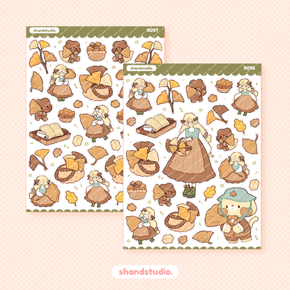 Ginko Leaves Theme Sticker Sheet