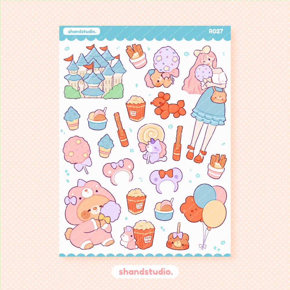 Cute Theme Park Vacation Sticker Sheet