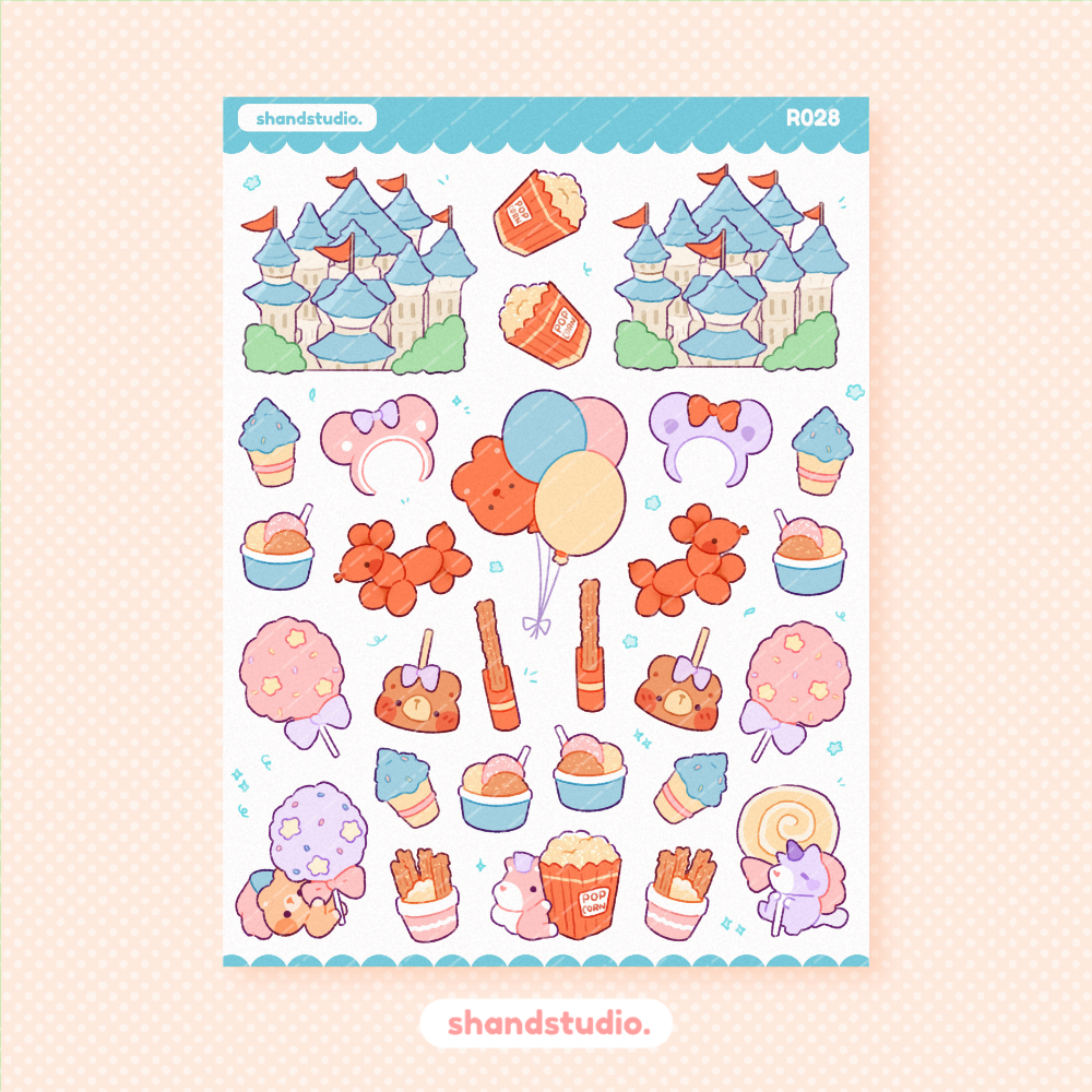 Cute Theme Park Vacation Sticker Sheet