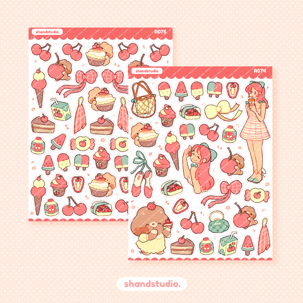 Cherry Summer Theme Sticker Sheet