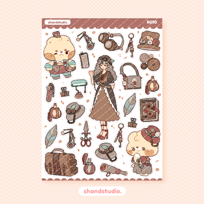 Lovely Steampunk Themed Sticker Sheet