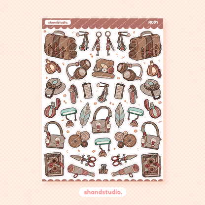 Lovely Steampunk Themed Sticker Sheet