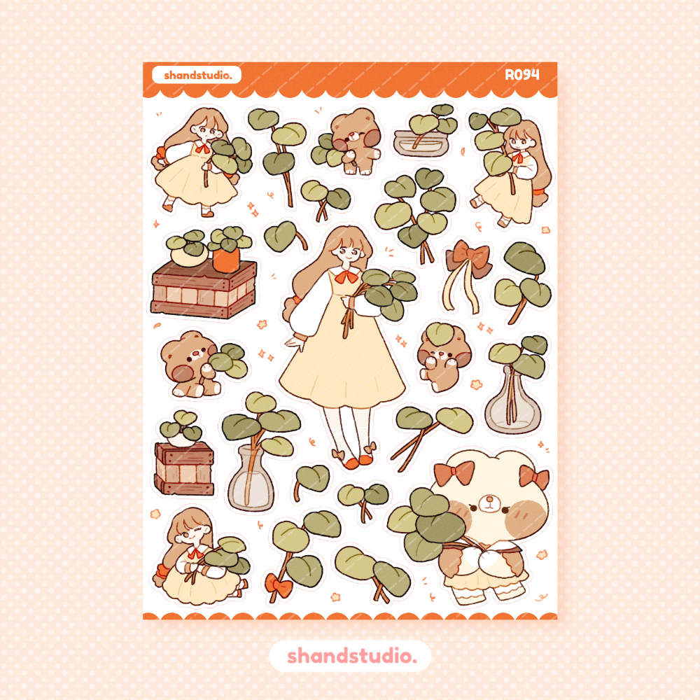 Peperomia Leaves Theme Sticker Sheet