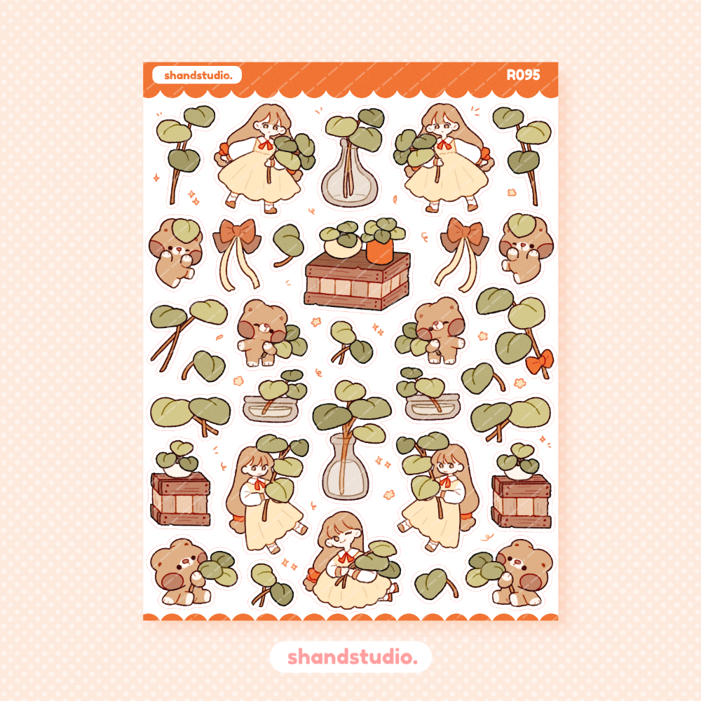 Peperomia Leaves Theme Sticker Sheet