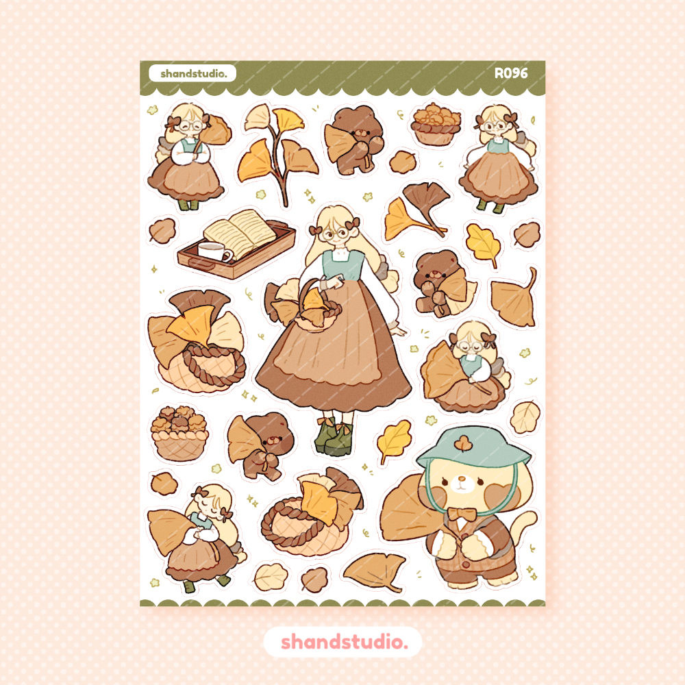 Ginko Leaves Theme Sticker Sheet