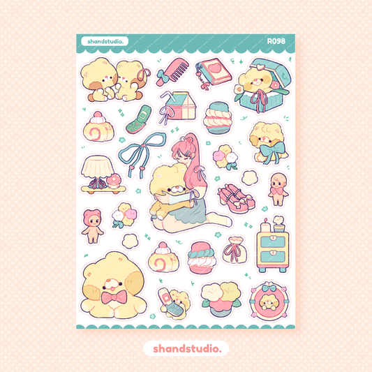 Pink Girly Pop Theme Sticker Sheet