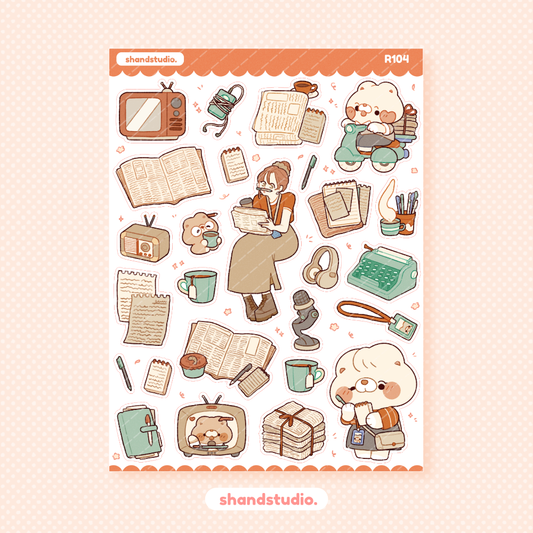 Bear Daily News Break Theme Sticker Sheet