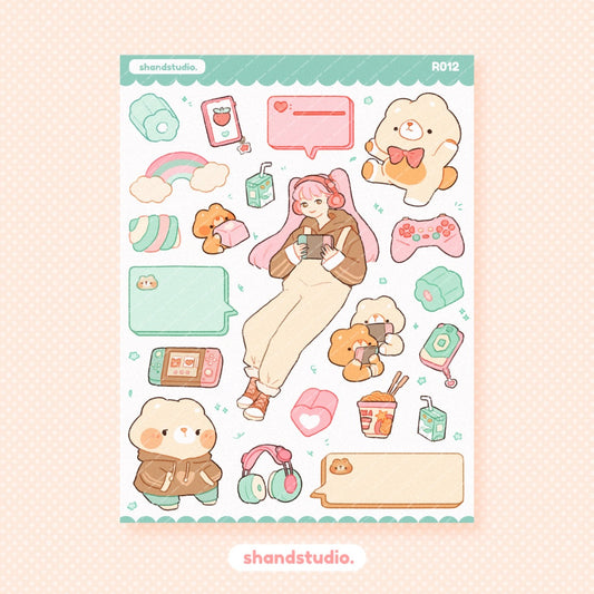 Cute Pastel Gaming Sticker Sheet