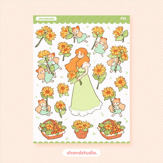 Sunflower Princess Sticker Sheet