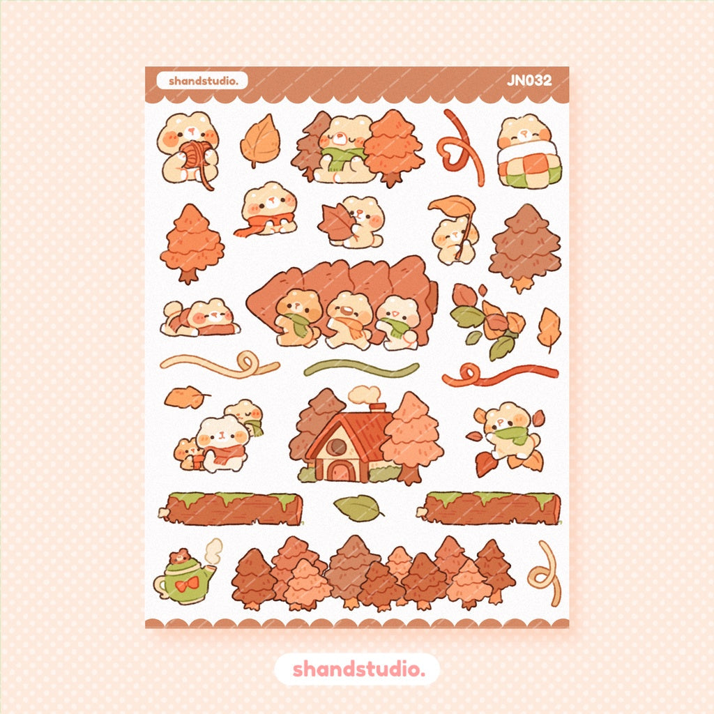 Autumn Bear Mini Sticker Sheet